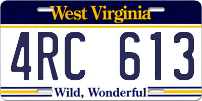 WV license plate 4RC613