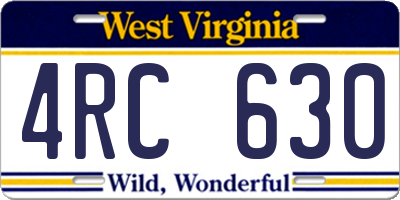 WV license plate 4RC630