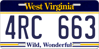 WV license plate 4RC663