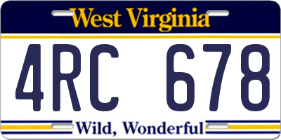 WV license plate 4RC678