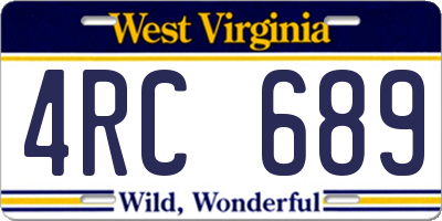 WV license plate 4RC689