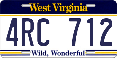 WV license plate 4RC712
