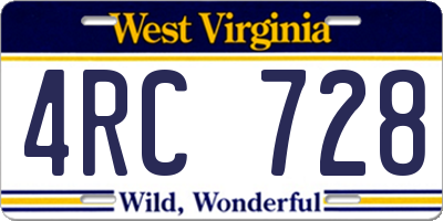 WV license plate 4RC728