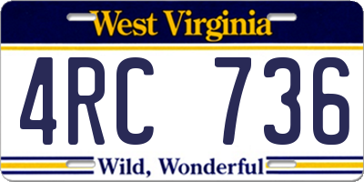 WV license plate 4RC736