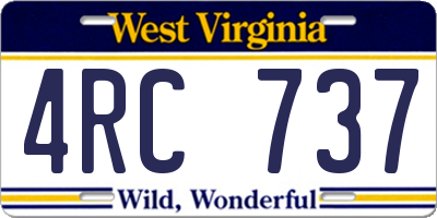 WV license plate 4RC737