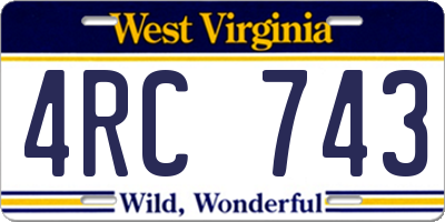 WV license plate 4RC743