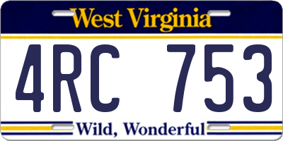 WV license plate 4RC753
