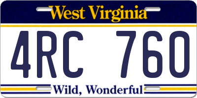 WV license plate 4RC760