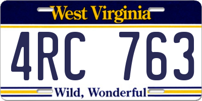 WV license plate 4RC763