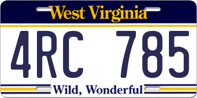 WV license plate 4RC785