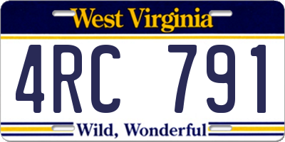WV license plate 4RC791