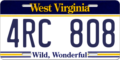 WV license plate 4RC808