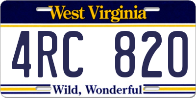 WV license plate 4RC820