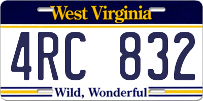 WV license plate 4RC832