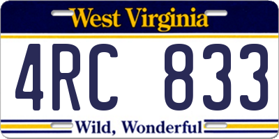 WV license plate 4RC833