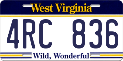 WV license plate 4RC836