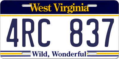 WV license plate 4RC837