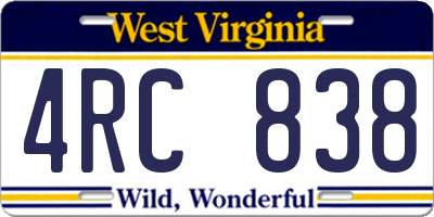 WV license plate 4RC838