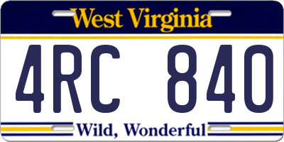WV license plate 4RC840