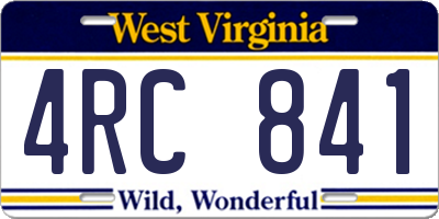 WV license plate 4RC841