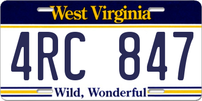 WV license plate 4RC847