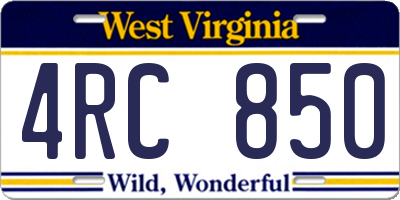 WV license plate 4RC850