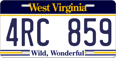 WV license plate 4RC859