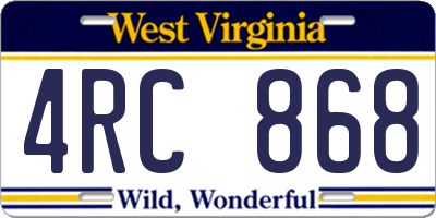WV license plate 4RC868