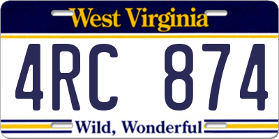 WV license plate 4RC874