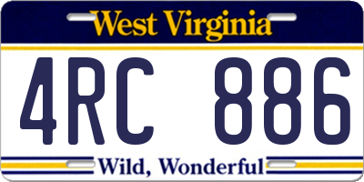 WV license plate 4RC886
