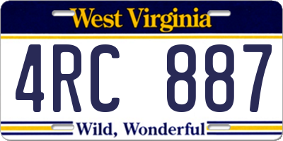 WV license plate 4RC887