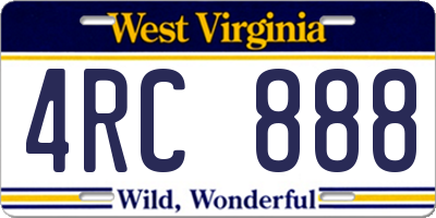 WV license plate 4RC888