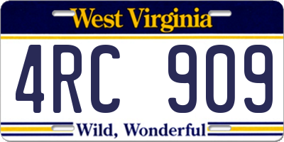 WV license plate 4RC909