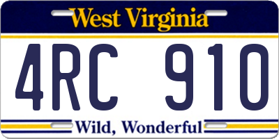 WV license plate 4RC910
