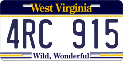 WV license plate 4RC915