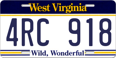 WV license plate 4RC918