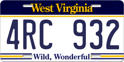 WV license plate 4RC932