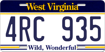WV license plate 4RC935