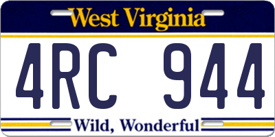 WV license plate 4RC944