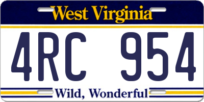 WV license plate 4RC954