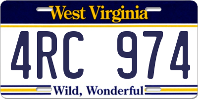 WV license plate 4RC974