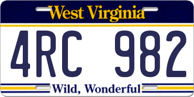 WV license plate 4RC982