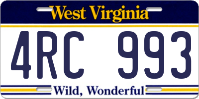 WV license plate 4RC993