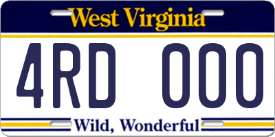 WV license plate 4RD000