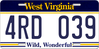 WV license plate 4RD039