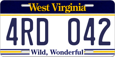 WV license plate 4RD042