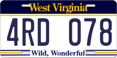 WV license plate 4RD078