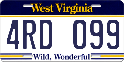 WV license plate 4RD099