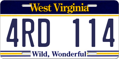 WV license plate 4RD114
