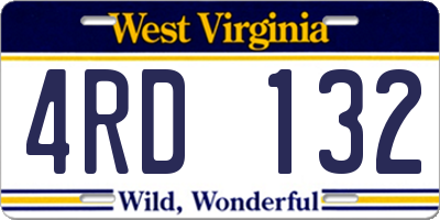 WV license plate 4RD132